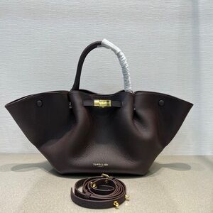 NEW DeMellier Large Caramel Brown Leather Handbag with Gold Accents